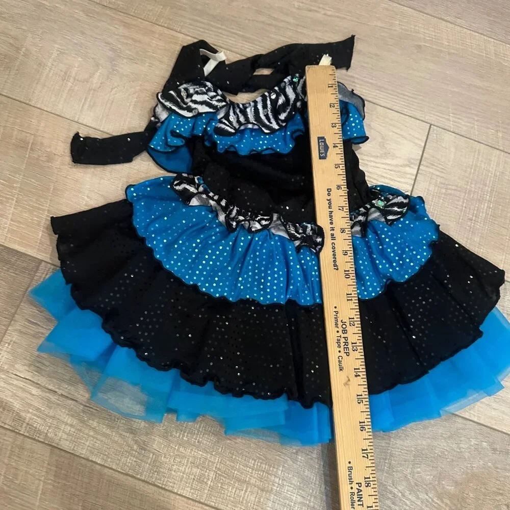 WEISSMAN XS CHILD BLUE AND BLACK COMPETITION DANCE COSTUME JAZZ TAP STYLE 5138